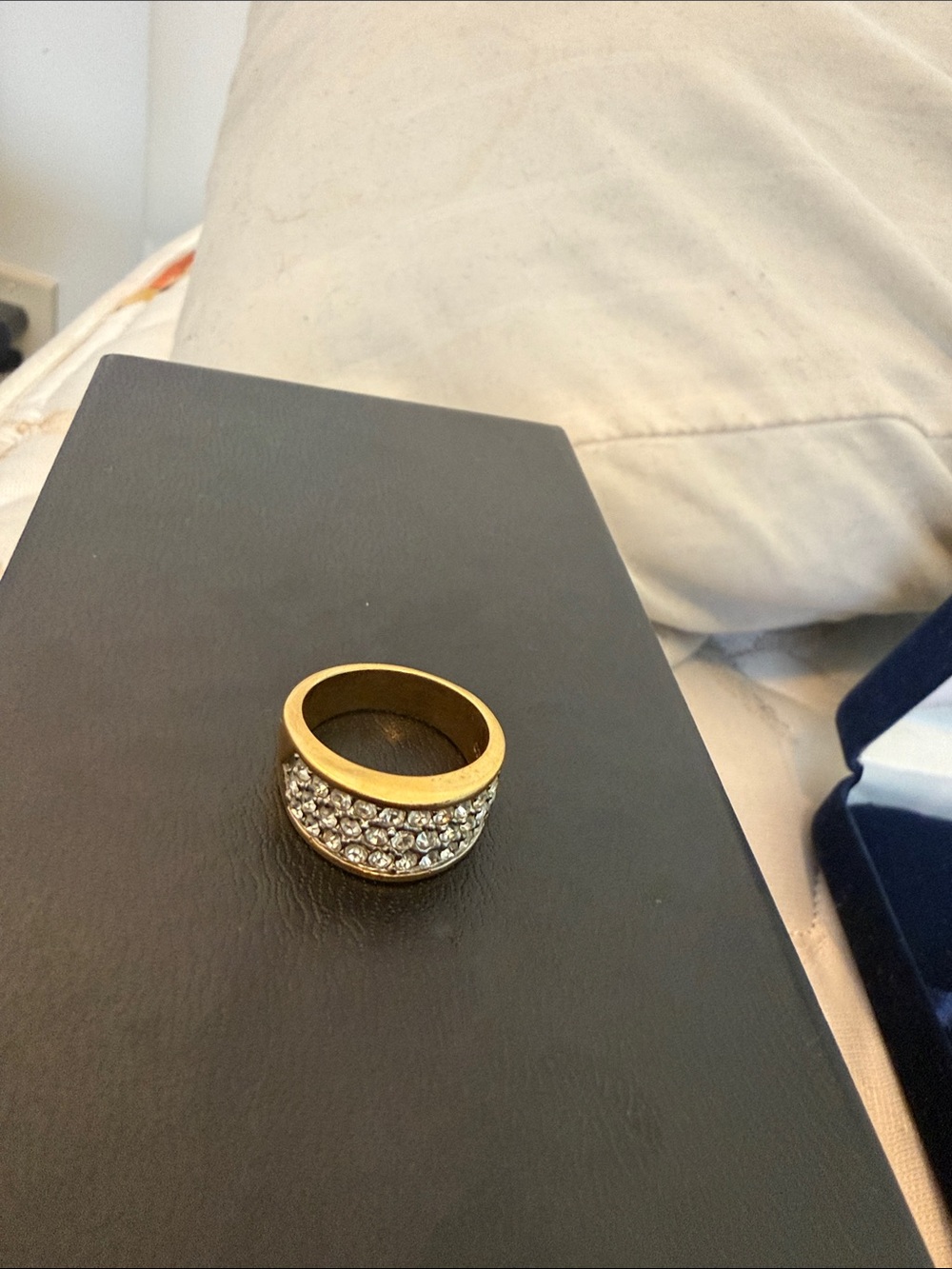 Gold Crystal Pavé Wide Band Ring - Classic Sparkle vintage gold chain